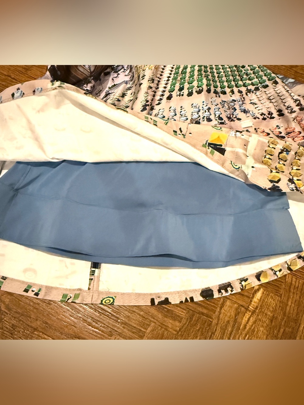 ALICE + OLIVIA Earla Whispering Waves Beach Print High Waist Midi Flare Skirt 8 - Picture 11 of 12